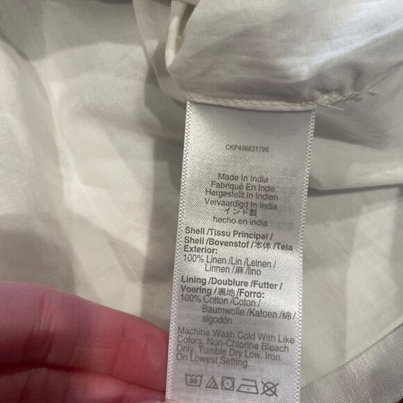 Madewell Women's Sz 8 Scoopneck Cutaway Vest Salt White Linen Slim NV834 - Picture 10 of 11